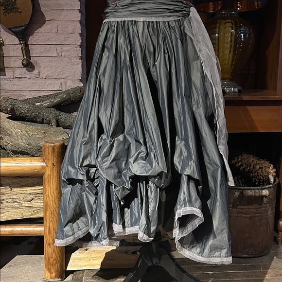 LILITH French Design Versatile Taffeta Midi A-Line Skirt, S-M, Gray - Picture 3 of 13